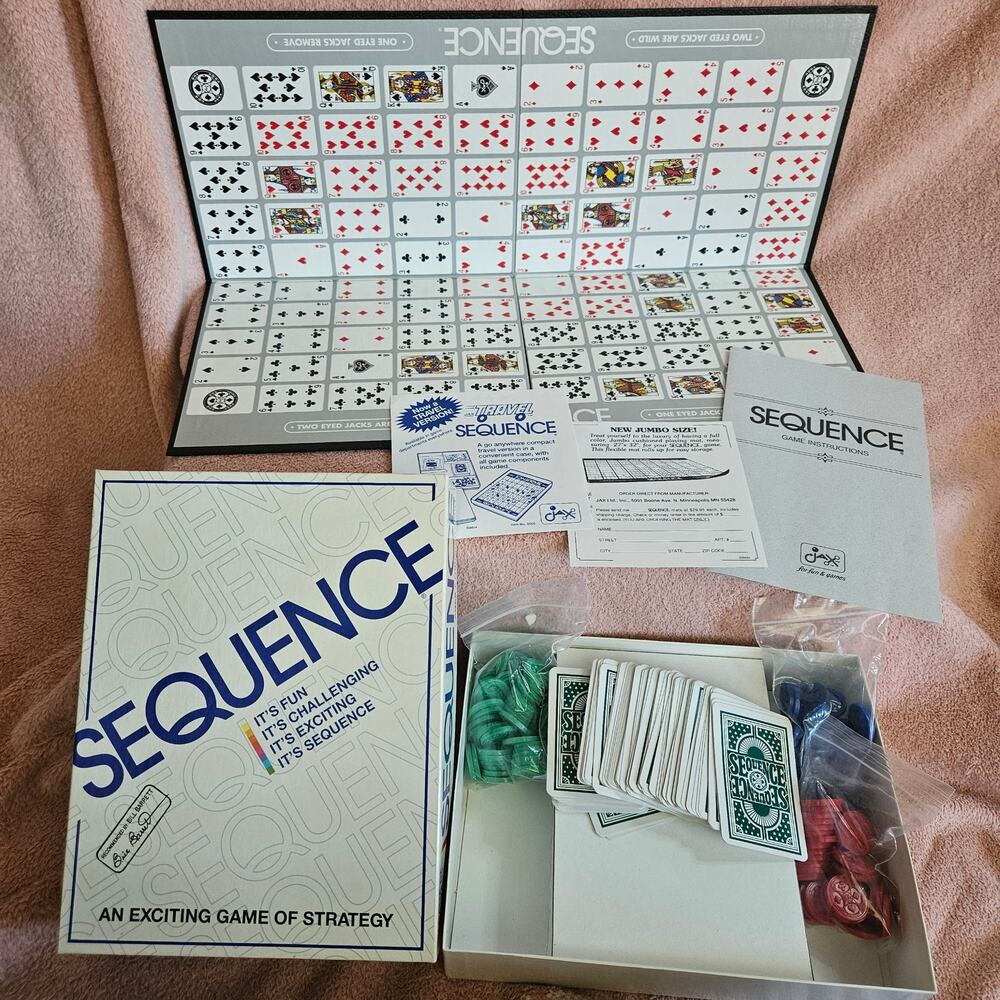 Vintage 1995 JAX Sequence Board Game (Item No. 8002)